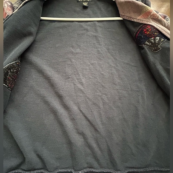 Y2K Rare Vintage Lucky Brand Asian Art Geisha Zip Up Hoodie Embroidered EUC Lg - Picture 4 of 16
